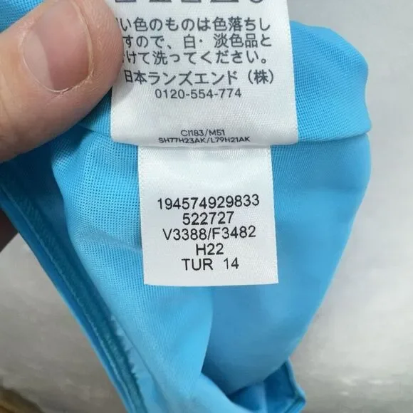 Lands End High Waisted Bikini Swim Bottoms Size 16 Turquoise Blue Beach NEW - Picture 7 of 9